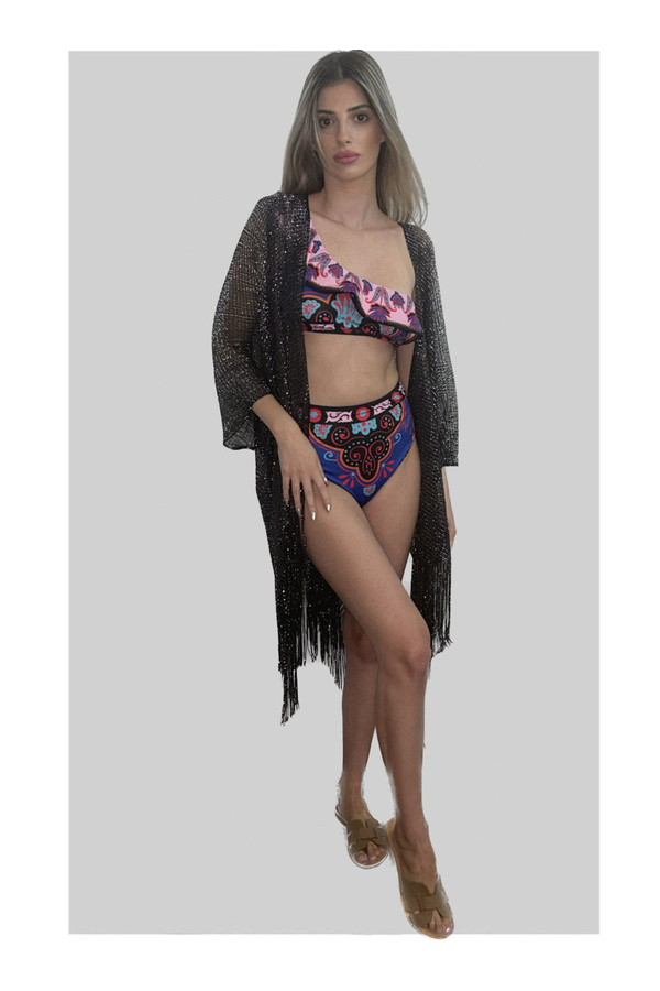 SMART & CHIC Μαύρα ρούχα παραλίας Kimono
