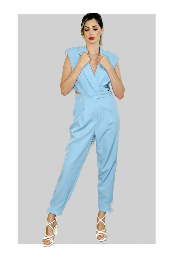 WE COSS Split waist jumpsuit - Ανοιχτό Μπλε