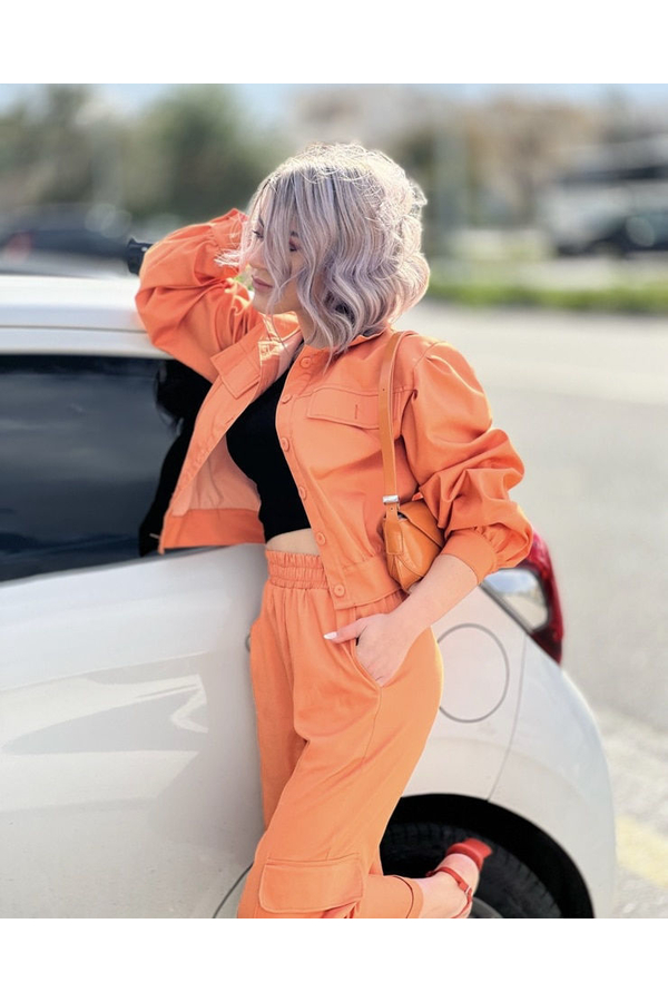 ESTEL DENIM SET PAPAYA