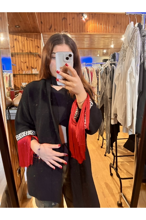 CARDIGAN FRINGES ΚΟΚΚΙΝΟ